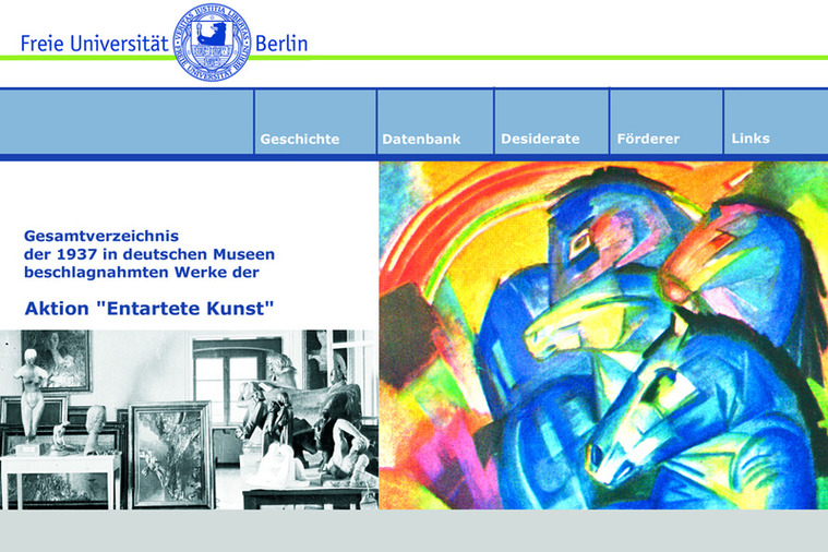 Jetzt online: Datenbank „Entartete Kunst“ - 
Das Gesamtverzeichnis der 1937 in deutschen Museen beschlagnahmten Werke der Aktion „Entartete Kunst“