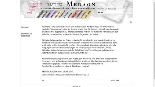 MEDAON - Magazin für jüdisches Leben in Forschung und Bildung