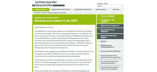 LaG-Magazin (3/14) "Schwule und Lesben in der DDR"