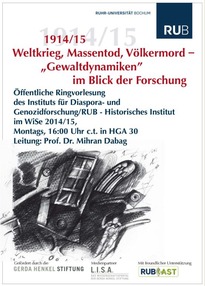 Öffentliche Ringvorlesung zur Gewaltgeschichte des Ersten Weltkriegs (Universität Bochum)