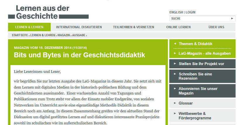 LaG-Magazin 'Bits und Bytes in der Geschichtsdidaktik'