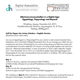 Call for Papers: Altertumswissenschaften in a Digital Age: Egyptology, Papyrology and Beyond