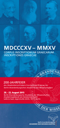 MDCCCXV – MMXV. Corpus Inscriptionum Graecarum  - Inscriptiones Graecae I 20.08.2015, 18:00 Uhr
