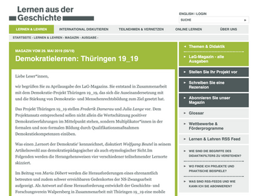 Magazin "Lernen aus der Geschichte" im Mai: Demokratielernen: Thüringen 19_19