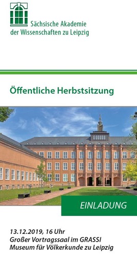 Öffentliche Herbstsitzung 2019 der Sächsischen Akademie der Wissenschaften zu Leipzig