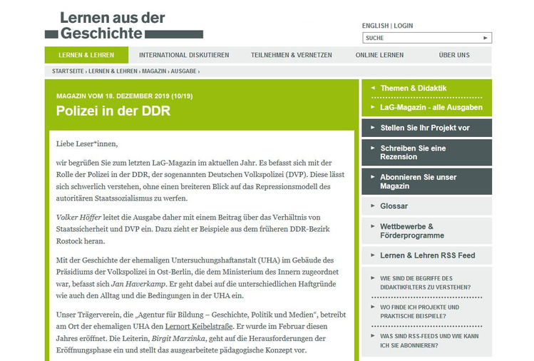 LaG-Online-Magazin "Polizei in der DDR"