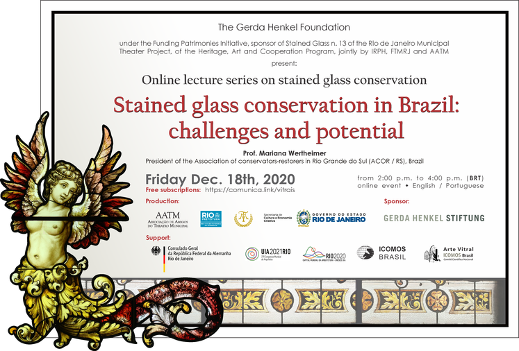 Online lecture series on stained glass conservation
December 18th, 10:30 BRT | 14:30 CET