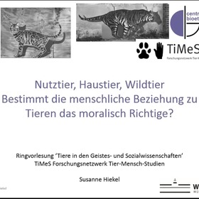 Susanne Hiekel | Nutztier, Haustier, Wildtier. Bestimmt die menschliche Beziehung zu Tieren das moralisch Richtige?